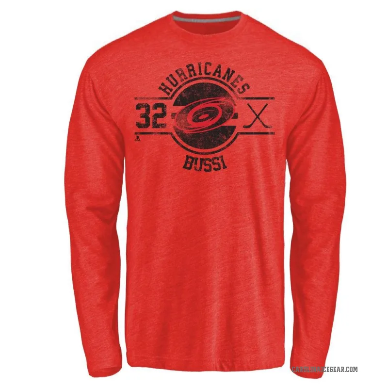 Brandon Bussi Men's Red Carolina Hurricanes Insignia Long Sleeve T-Shirt -