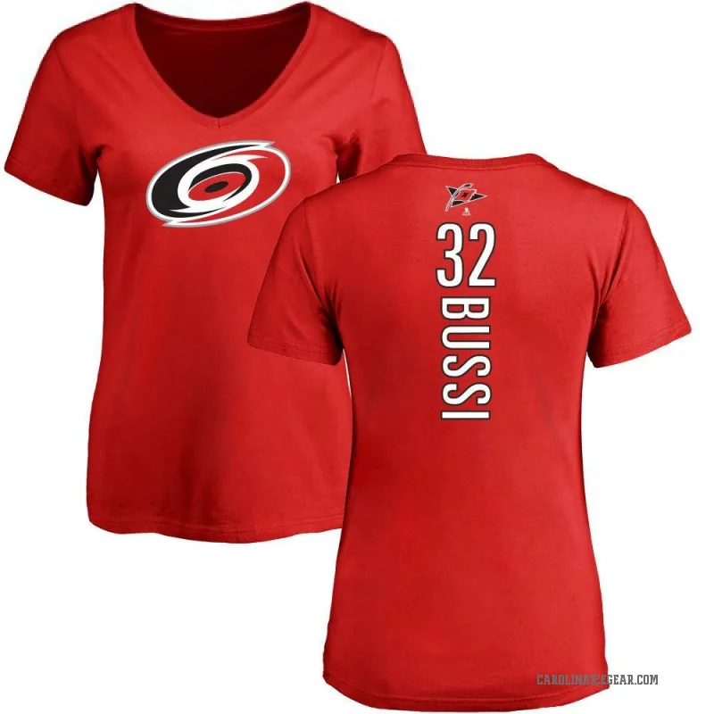 Brandon Bussi Women's Red Carolina Hurricanes Backer T-Shirt -