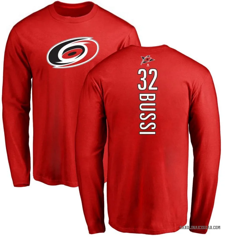 Brandon Bussi Youth Red Carolina Hurricanes Backer Long Sleeve T-Shirt -