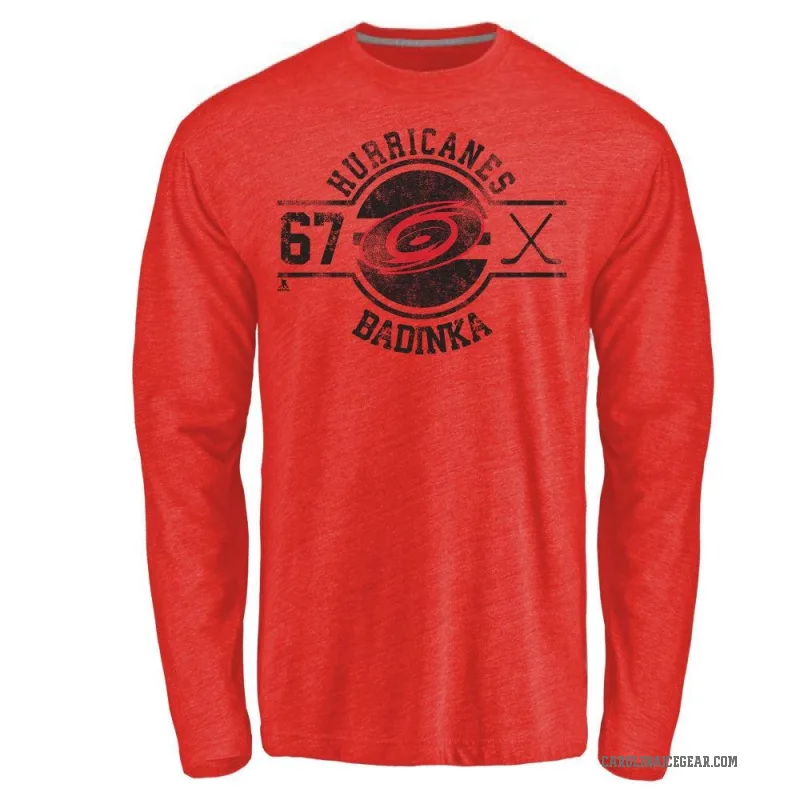 Dominik Badinka Men's Red Carolina Hurricanes Insignia Long Sleeve T-Shirt -