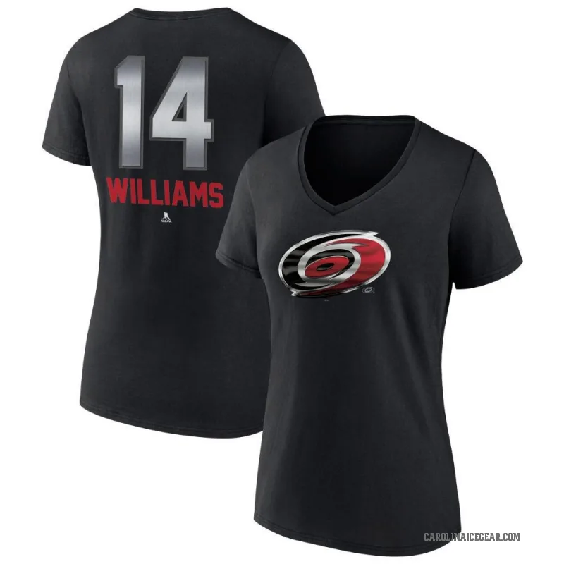 Justin Williams Women's Black Carolina Hurricanes Midnight Mascot Logo V-Neck T-Shirt
