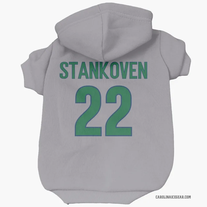 Logan Stankoven Gray Carolina Hurricanes Cat & Dog Pet Hoodie