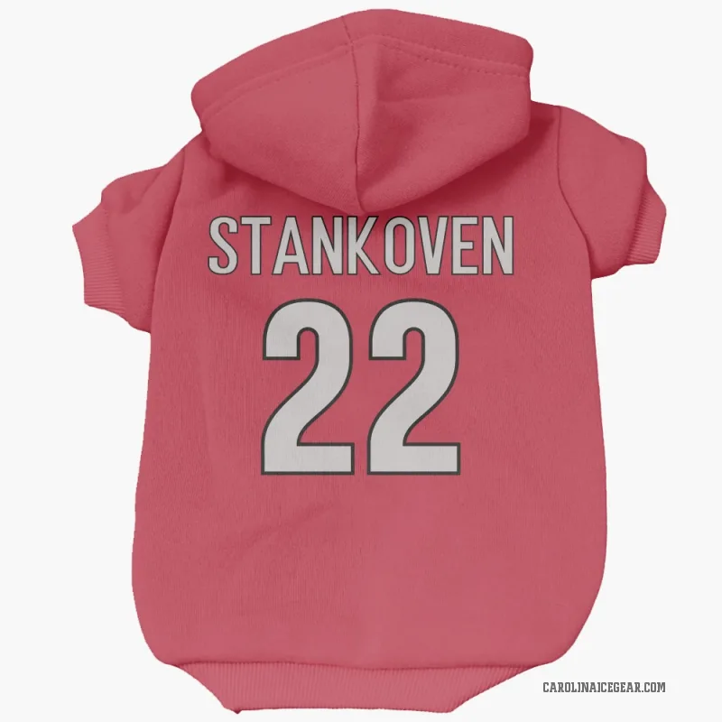Logan Stankoven Red Carolina Hurricanes Cat & Dog Pet Hoodie