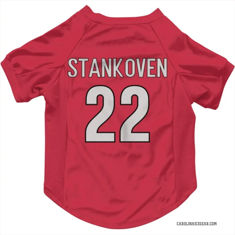 Logan Stankoven  Red Carolina Hurricanes  Cat & Dog Pet Jersey