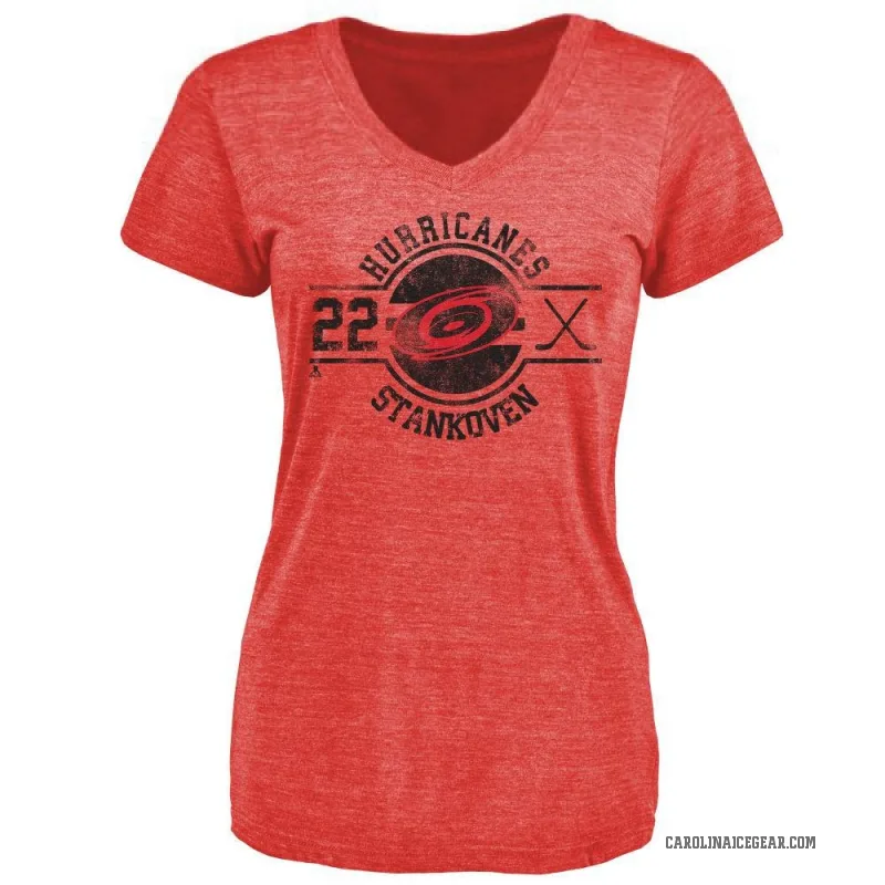 Logan Stankoven Women's Red Carolina Hurricanes Insignia T-Shirt -