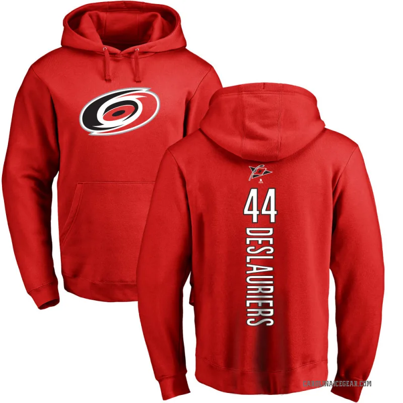 Nicolas Deslauriers Men's Red Carolina Hurricanes Branded Backer Pullover Hoodie
