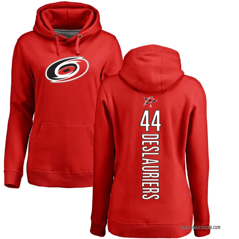 Nicolas Deslauriers Women's Red Carolina Hurricanes Branded Backer Pullover Hoodie