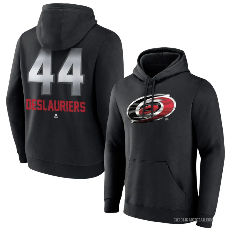 Nicolas Deslauriers Youth Black Carolina Hurricanes Branded Midnight Mascot Logo Pullover Hoodie