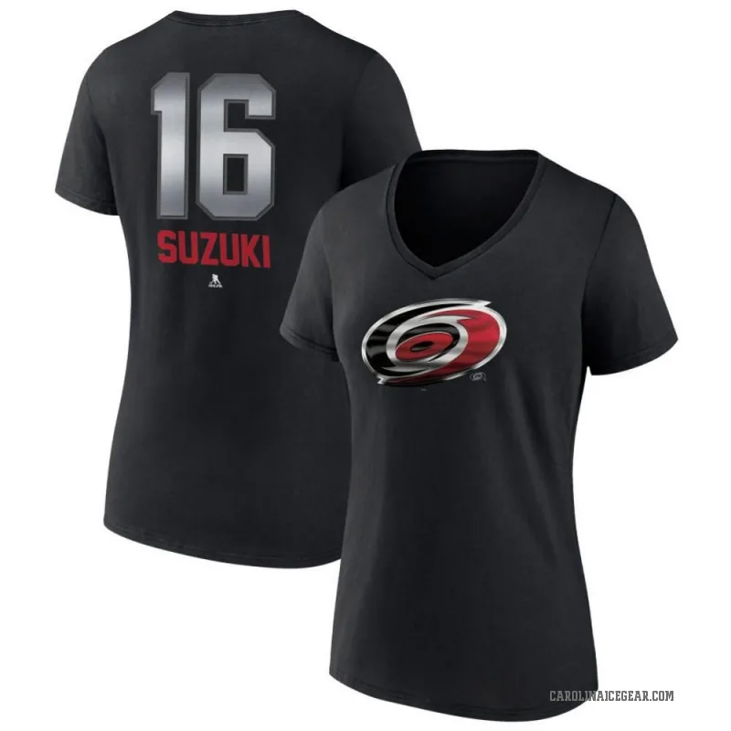 Ryan Suzuki Women's Black Carolina Hurricanes Midnight Mascot Logo V-Neck T-Shirt