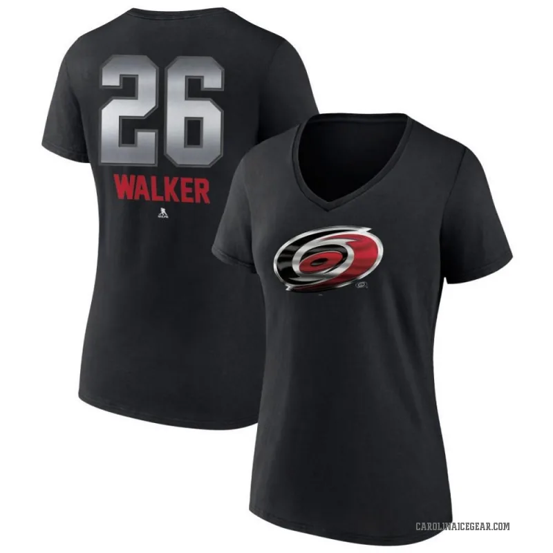 Sean Walker Women's Black Carolina Hurricanes Midnight Mascot Logo V-Neck T-Shirt