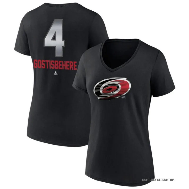 Shayne Gostisbehere Women's Black Carolina Hurricanes Midnight Mascot Logo V-Neck T-Shirt