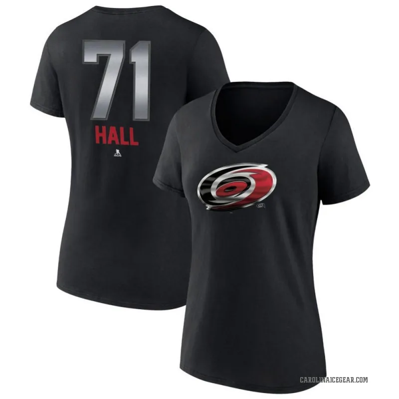 Taylor Hall Women's Black Carolina Hurricanes Midnight Mascot Logo V-Neck T-Shirt