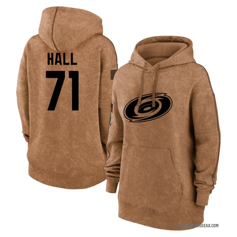 Taylor Hall Women's Brown Carolina Hurricanes 2023 Salute to Service Pullover Hoodie