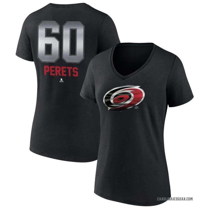 Yaniv Perets Women's Black Carolina Hurricanes Midnight Mascot Logo V-Neck T-Shirt